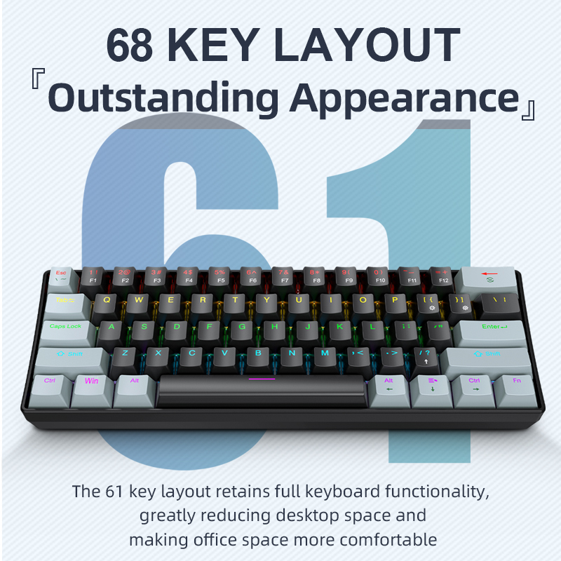 Keyboard Gaming Mac - Мини-механическая клавиатура APAYADO K61, проводная, 61