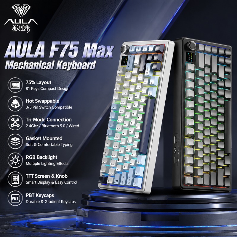 Gaming Keyboard Wireless - Механическая клавиатура AULA F75 Max, 75%